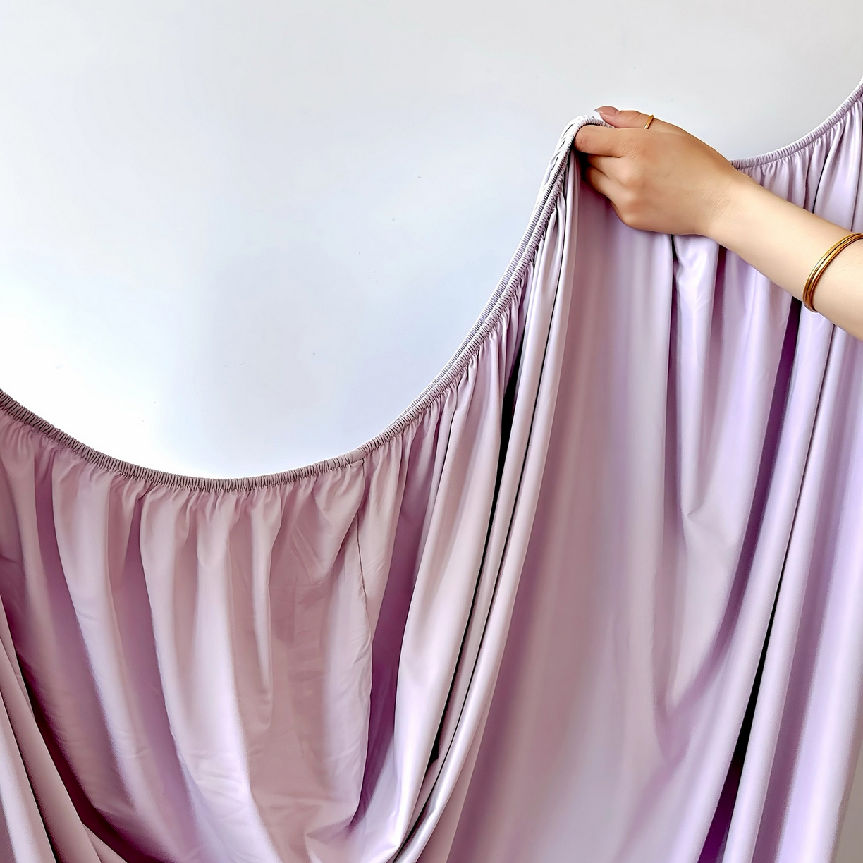 91家纺网 家纺一手货源 找家纺 兜米家居 2026新款某姆同款锦氨A类凉感（180克）床笠三件套 高雅紫