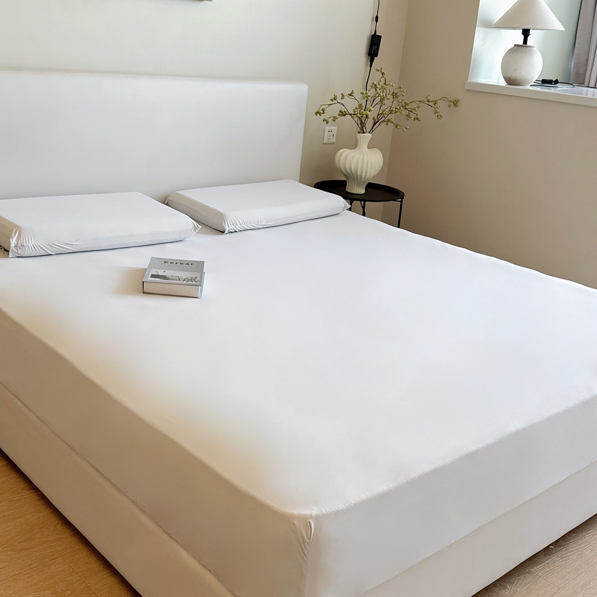 91家纺网 家纺一手货源 找家纺 兜米家居 2026新款某姆同款锦氨A类凉感（180克）床笠三件套 浅灰