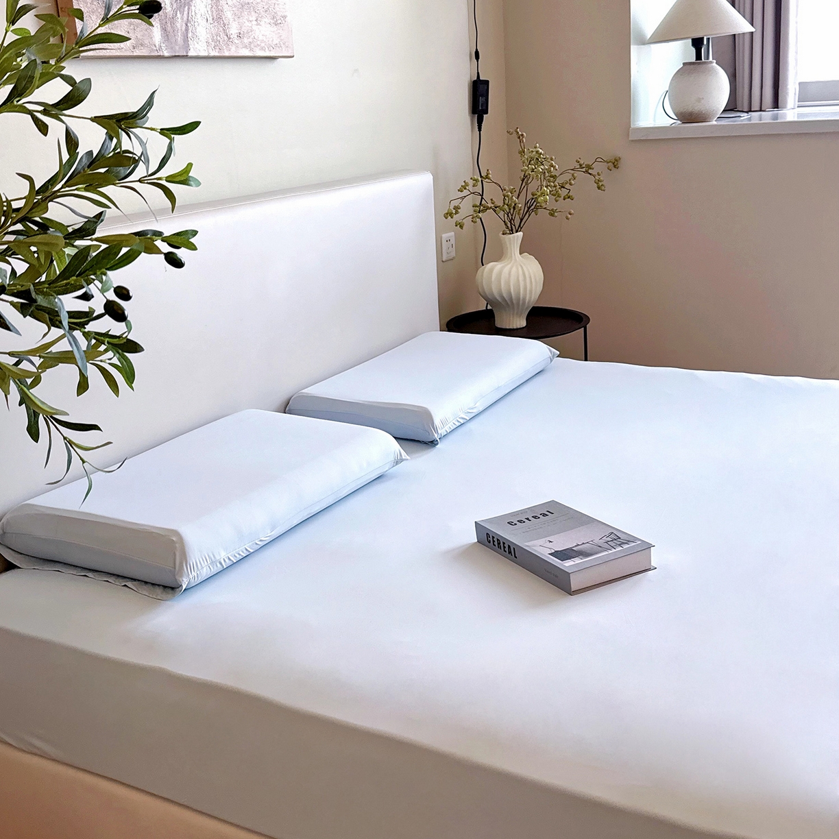 91家纺网 家纺一手货源 找家纺 兜米家居 2026新款某姆同款锦氨A类凉感（180克）床笠三件套 浅蓝