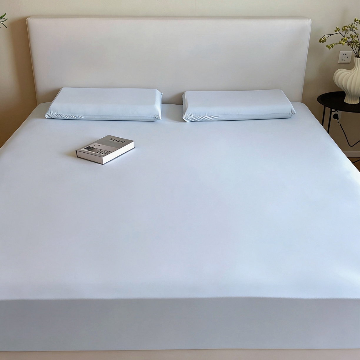 91家纺网 家纺一手货源 找家纺 兜米家居 2026新款某姆同款锦氨A类凉感（180克）床笠三件套 浅蓝