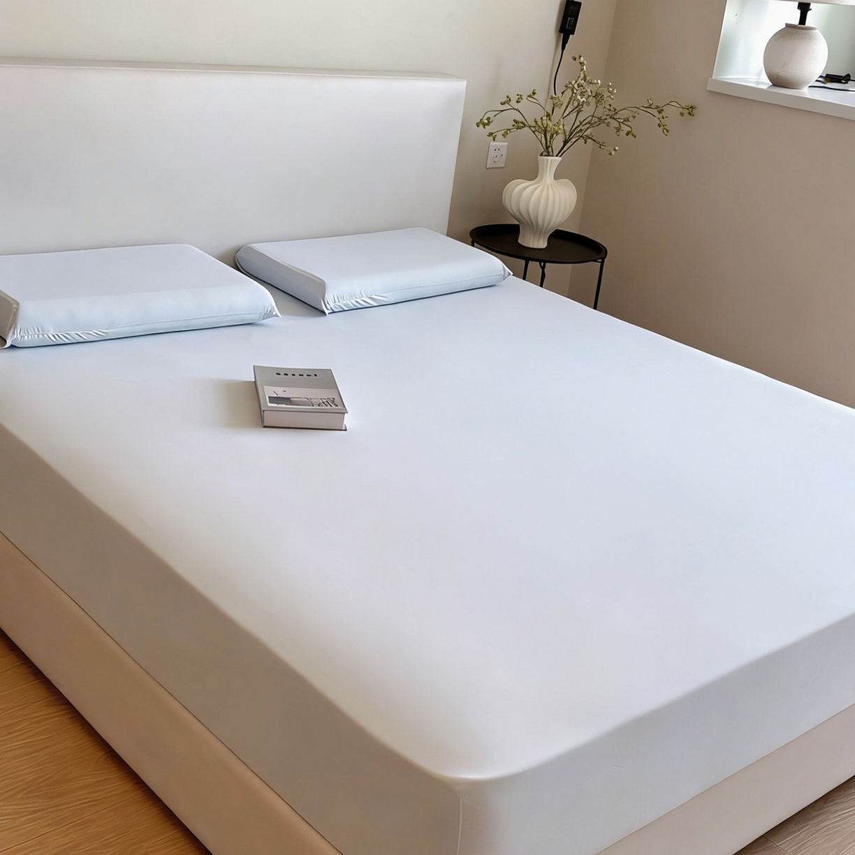 91家纺网 家纺一手货源 找家纺 兜米家居 2026新款某姆同款锦氨A类凉感（180克）床笠三件套 浅蓝