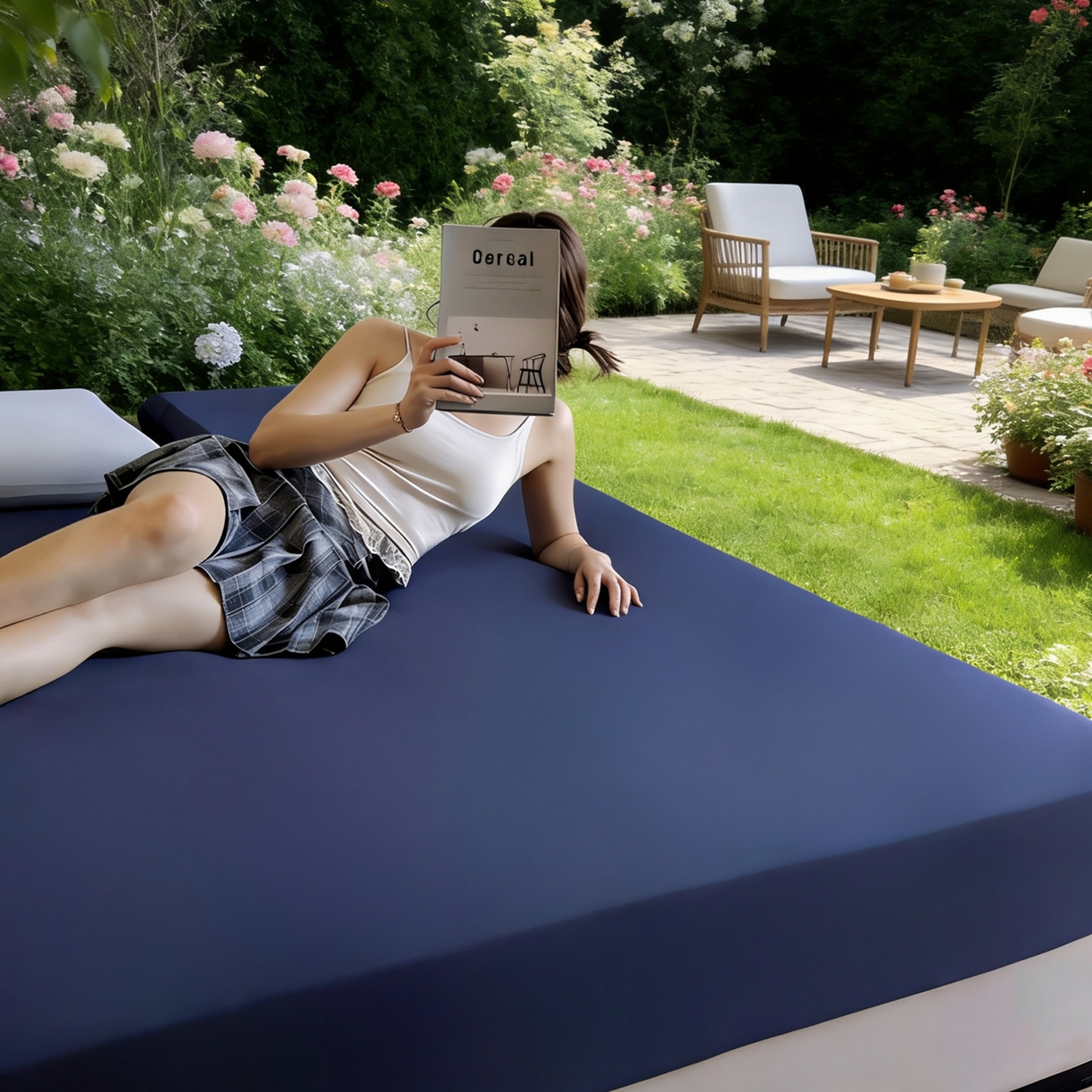 91家纺网 家纺一手货源 找家纺 兜米家居 2026新款某姆同款锦氨A类凉感（180克）床笠三件套 深蓝