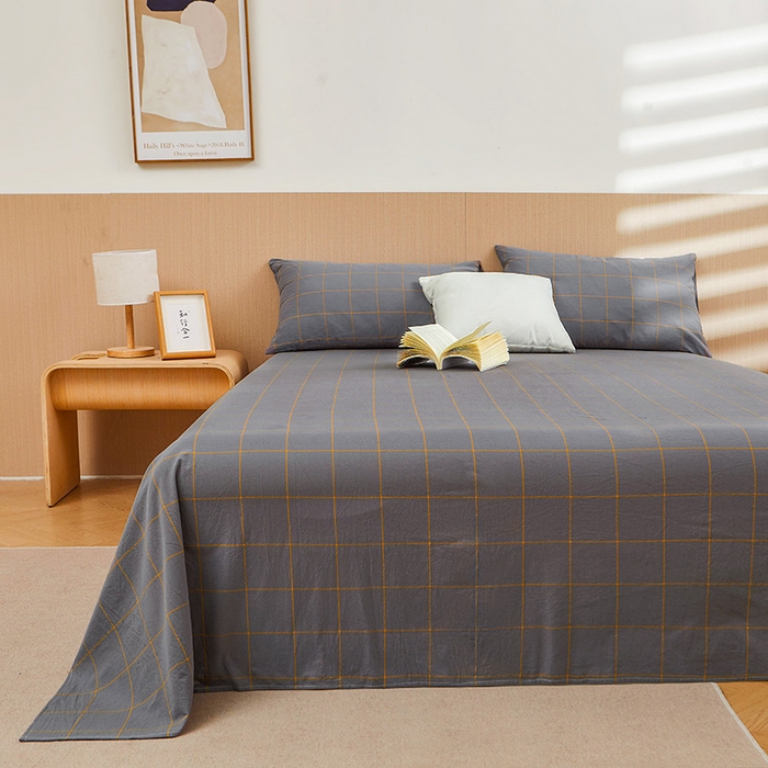 91家纺网 家纺一手货源 找家纺 恋人优选 2026新款全棉纯棉色织床单单床单床单单件 七夕灰大