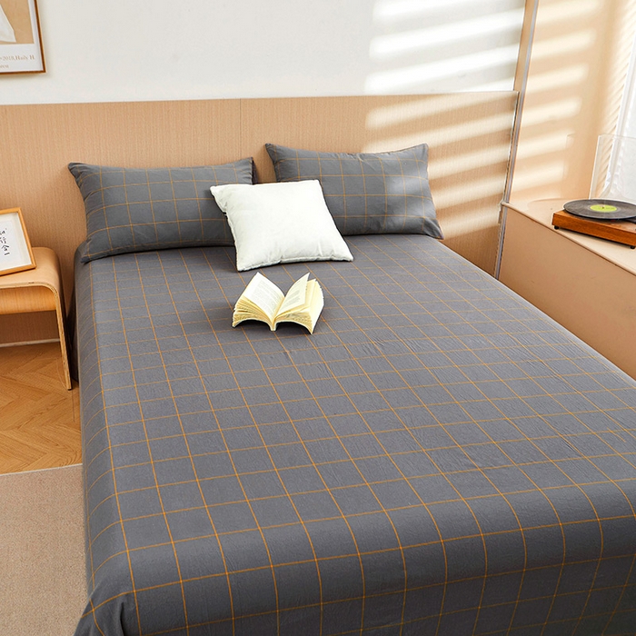 91家纺网 家纺一手货源 找家纺 恋人优选 2026新款全棉纯棉色织床单单床单床单单件 七夕灰大