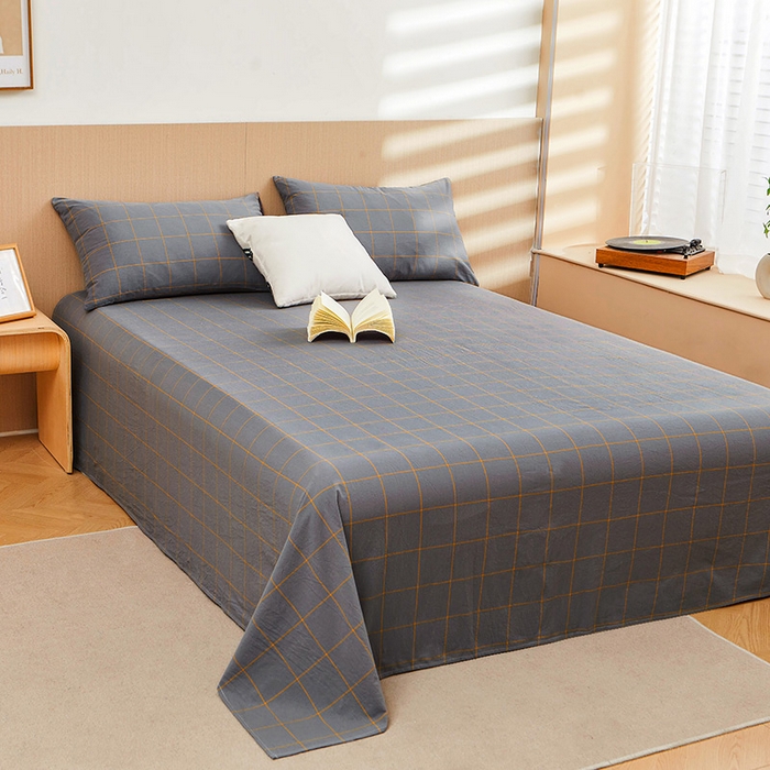 91家纺网 家纺一手货源 找家纺 恋人优选 2026新款全棉纯棉色织床单单床单床单单件 七夕灰大