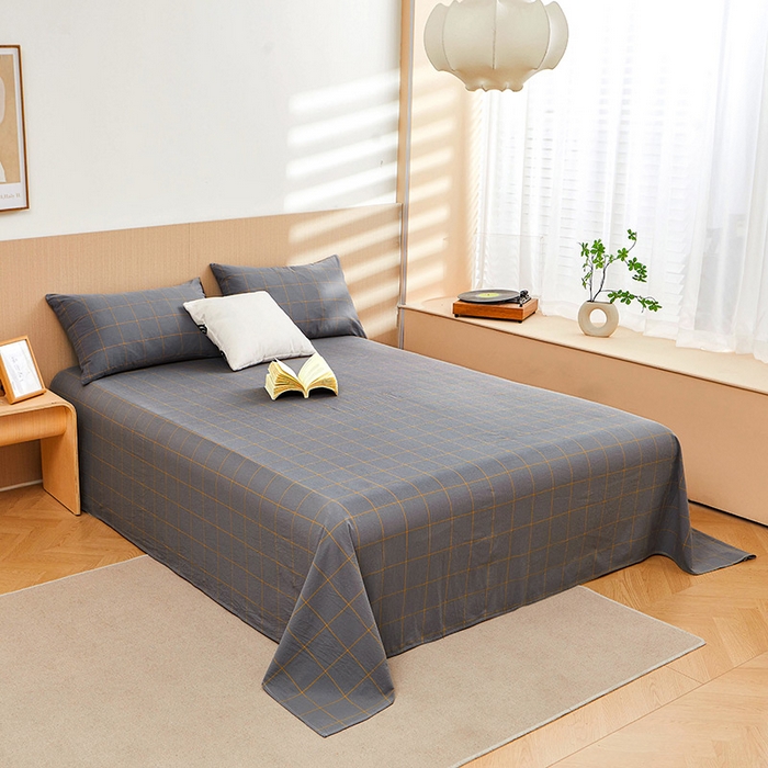 91家纺网 家纺一手货源 找家纺 恋人优选 2026新款全棉纯棉色织床单单床单床单单件 七夕灰大