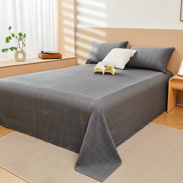 91家纺网 家纺一手货源 找家纺 恋人优选 2026新款全棉纯棉色织床单单床单床单单件 七夕灰大