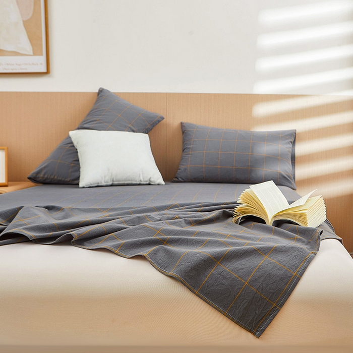 91家纺网 家纺一手货源 找家纺 恋人优选 2026新款全棉纯棉色织床单单床单床单单件 七夕灰大