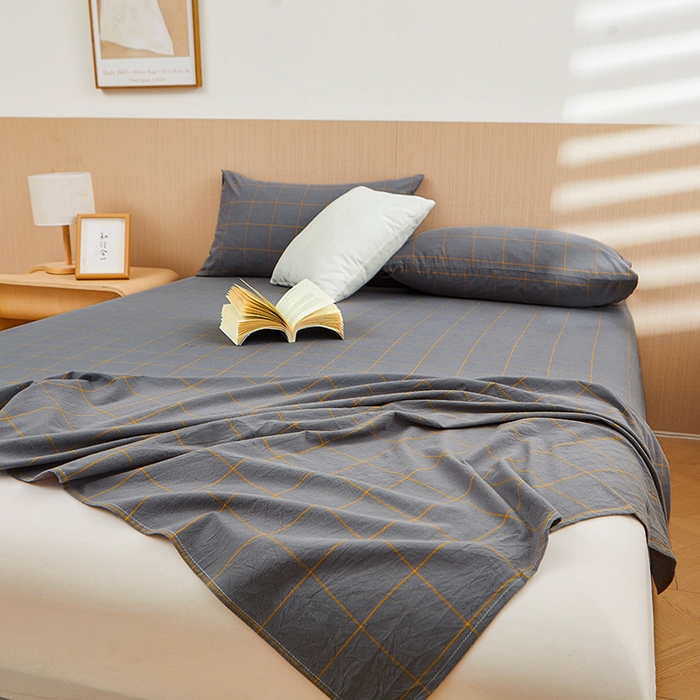 91家纺网 家纺一手货源 找家纺 恋人优选 2026新款全棉纯棉色织床单单床单床单单件 七夕灰大