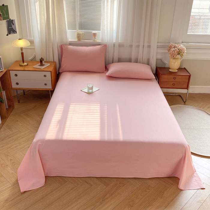 恋人优选 2026新款全棉纯棉色织床单单床单床单单件 浅粉