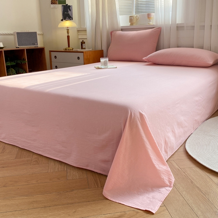 91家纺网 家纺一手货源 找家纺 恋人优选 2026新款全棉纯棉色织床单单床单床单单件 浅粉