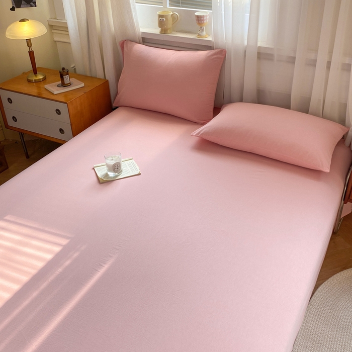 91家纺网 家纺一手货源 找家纺 恋人优选 2026新款全棉纯棉色织床单单床单床单单件 浅粉