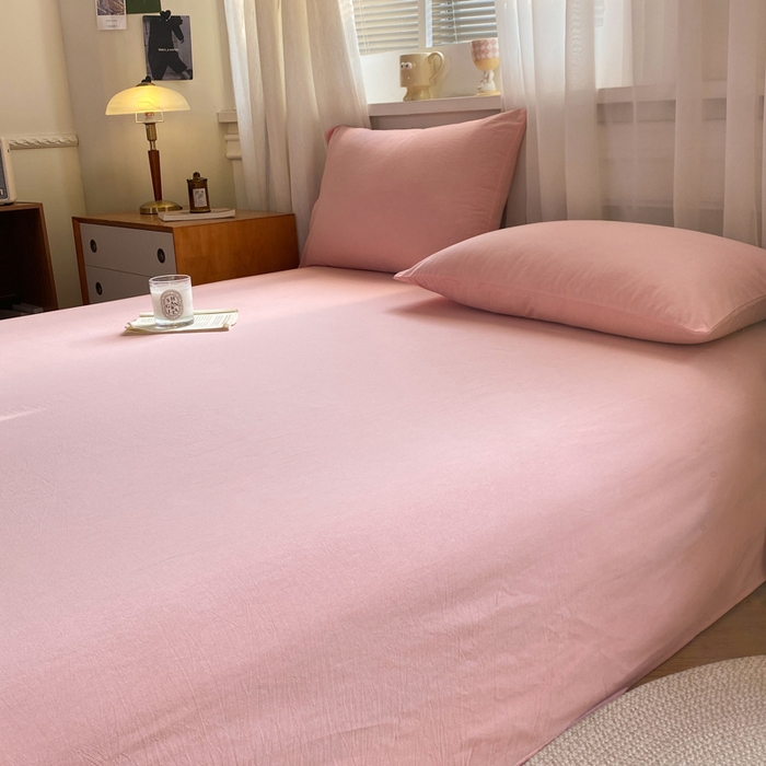 91家纺网 家纺一手货源 找家纺 恋人优选 2026新款全棉纯棉色织床单单床单床单单件 浅粉