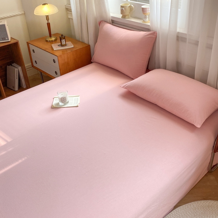 91家纺网 家纺一手货源 找家纺 恋人优选 2026新款全棉纯棉色织床单单床单床单单件 浅粉