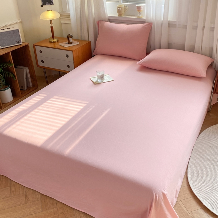 91家纺网 家纺一手货源 找家纺 恋人优选 2026新款全棉纯棉色织床单单床单床单单件 浅粉