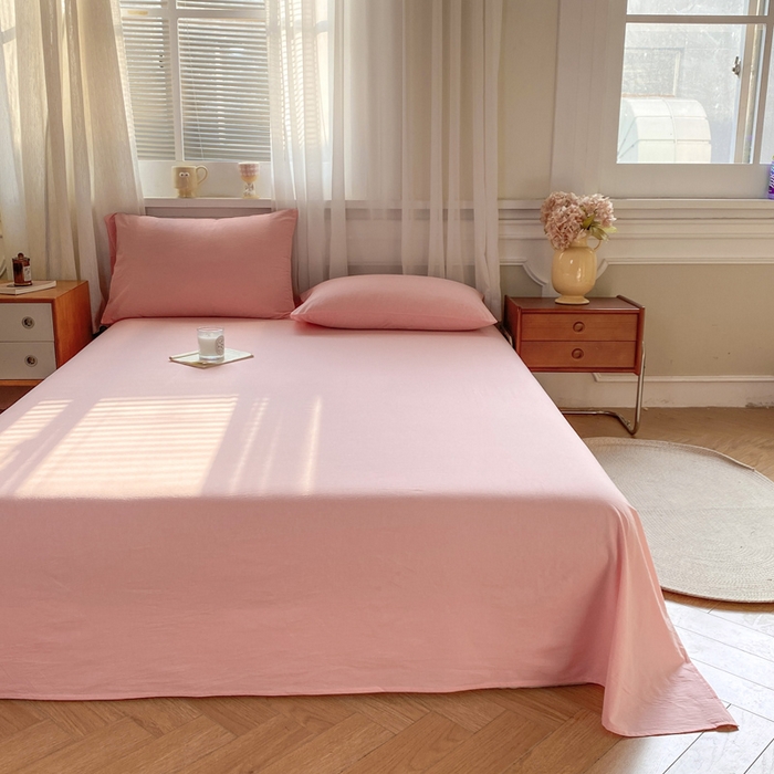 91家纺网 家纺一手货源 找家纺 恋人优选 2026新款全棉纯棉色织床单单床单床单单件 浅粉