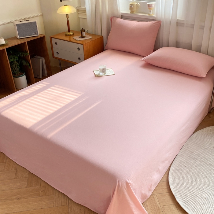 91家纺网 家纺一手货源 找家纺 恋人优选 2026新款全棉纯棉色织床单单床单床单单件 浅粉