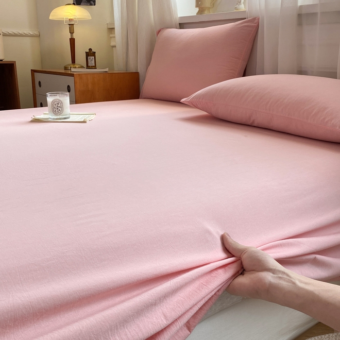 91家纺网 家纺一手货源 找家纺 恋人优选 2026新款全棉纯棉色织床单单床单床单单件 浅粉