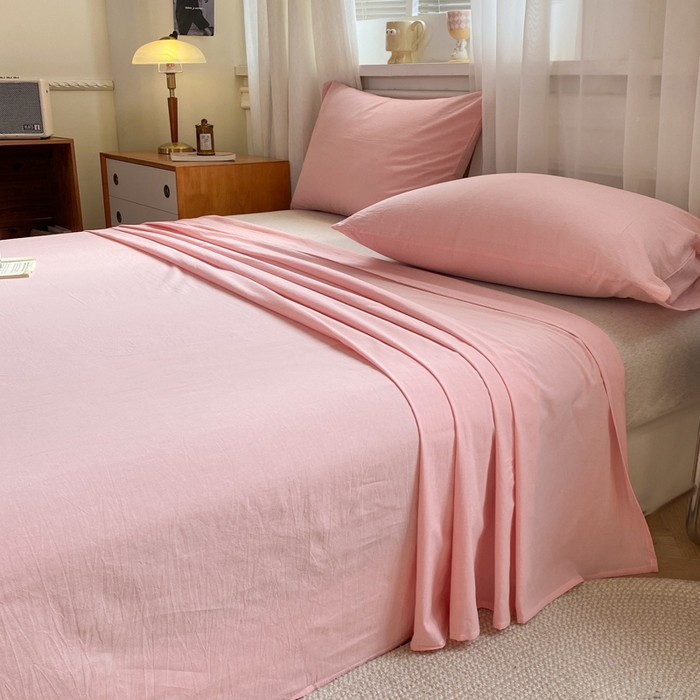 91家纺网 家纺一手货源 找家纺 恋人优选 2026新款全棉纯棉色织床单单床单床单单件 浅粉