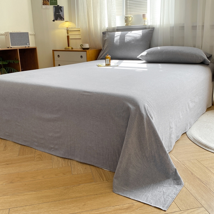 91家纺网 家纺一手货源 找家纺 恋人优选 2026新款全棉纯棉色织床单单床单床单单件 浅灰