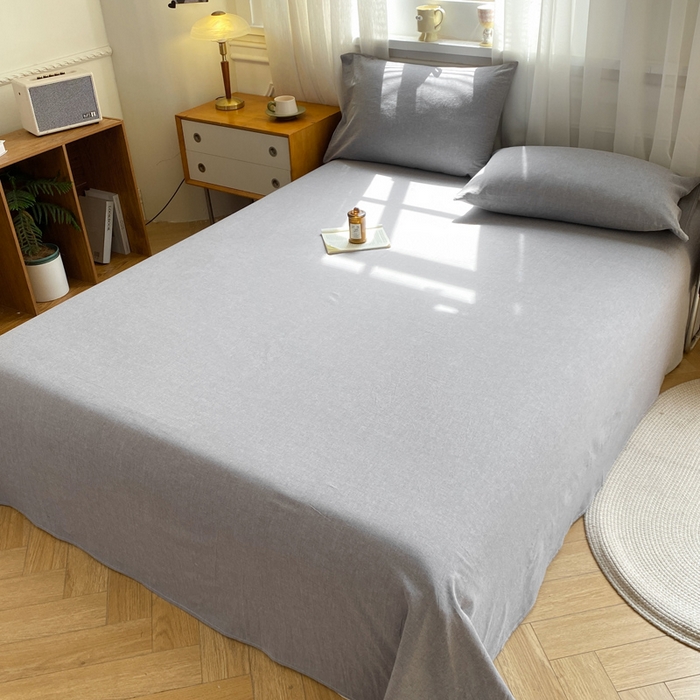 91家纺网 家纺一手货源 找家纺 恋人优选 2026新款全棉纯棉色织床单单床单床单单件 浅灰