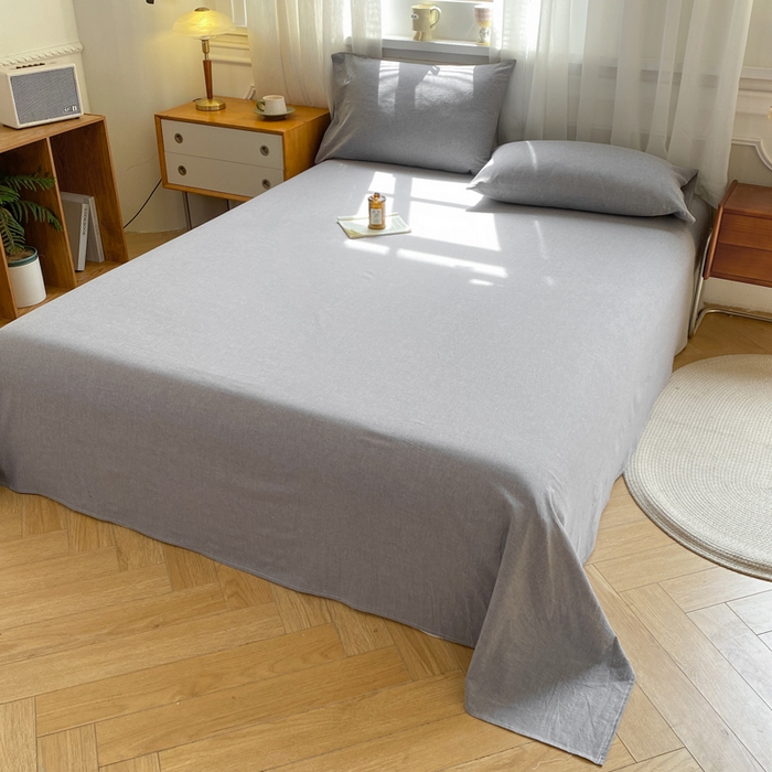 91家纺网 家纺一手货源 找家纺 恋人优选 2026新款全棉纯棉色织床单单床单床单单件 浅灰