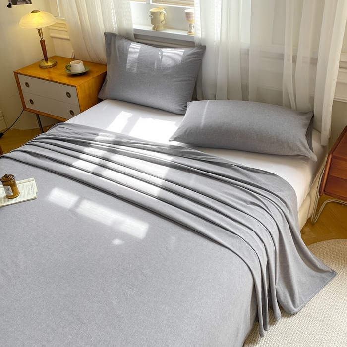 91家纺网 家纺一手货源 找家纺 恋人优选 2026新款全棉纯棉色织床单单床单床单单件 浅灰