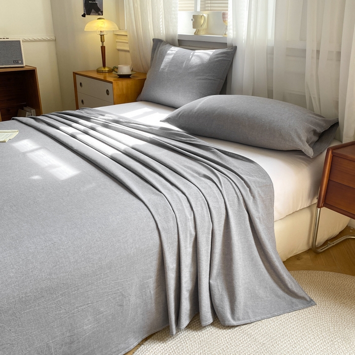 91家纺网 家纺一手货源 找家纺 恋人优选 2026新款全棉纯棉色织床单单床单床单单件 浅灰