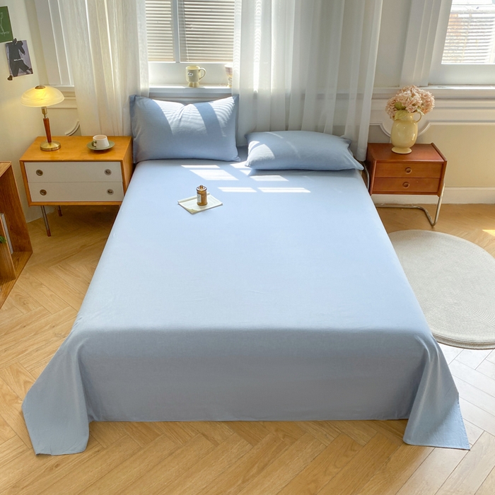 恋人优选 2026新款全棉纯棉色织床单单床单床单单件 浅蓝