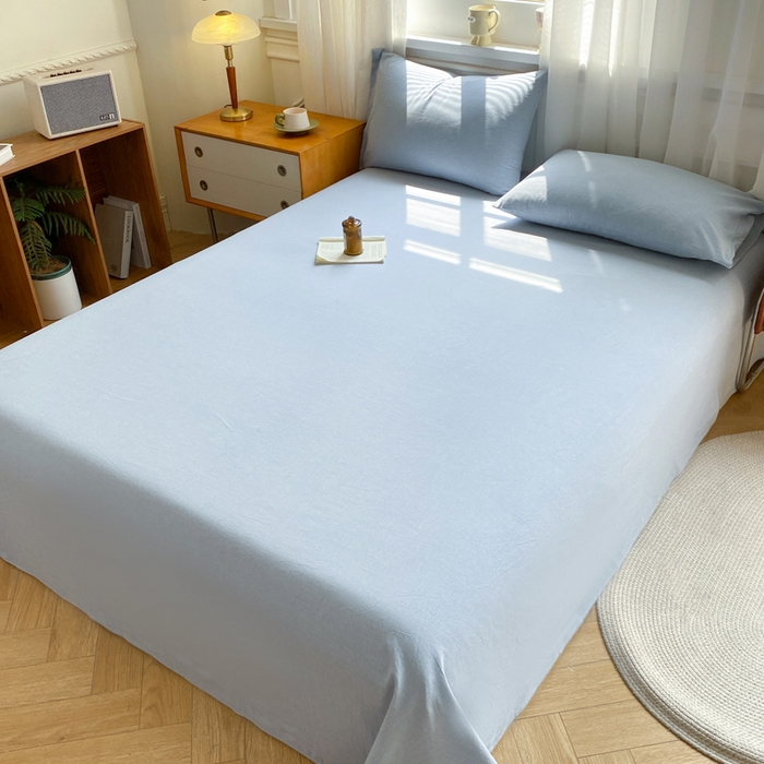 91家纺网 家纺一手货源 找家纺 恋人优选 2026新款全棉纯棉色织床单单床单床单单件 浅蓝