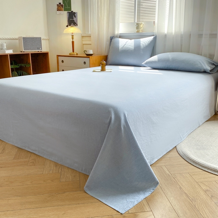 91家纺网 家纺一手货源 找家纺 恋人优选 2026新款全棉纯棉色织床单单床单床单单件 浅蓝