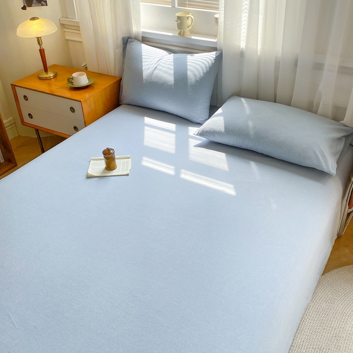 91家纺网 家纺一手货源 找家纺 恋人优选 2026新款全棉纯棉色织床单单床单床单单件 浅蓝