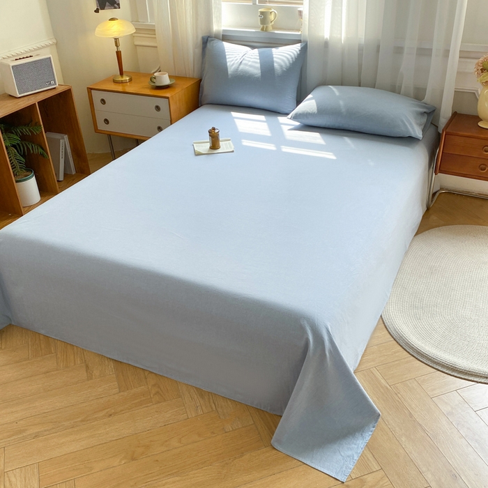 91家纺网 家纺一手货源 找家纺 恋人优选 2026新款全棉纯棉色织床单单床单床单单件 浅蓝