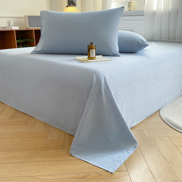 91家纺网 家纺一手货源 找家纺 恋人优选 2026新款全棉纯棉色织床单单床单床单单件 浅蓝