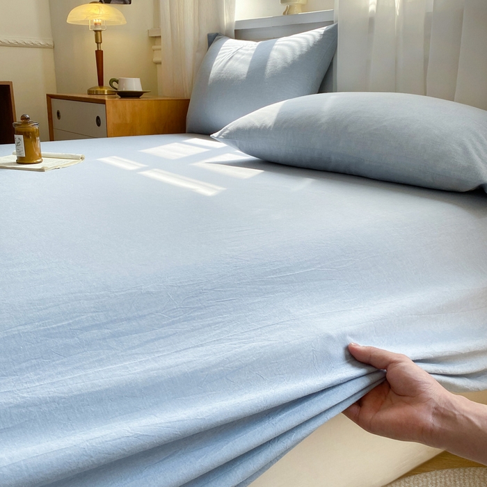 91家纺网 家纺一手货源 找家纺 恋人优选 2026新款全棉纯棉色织床单单床单床单单件 浅蓝