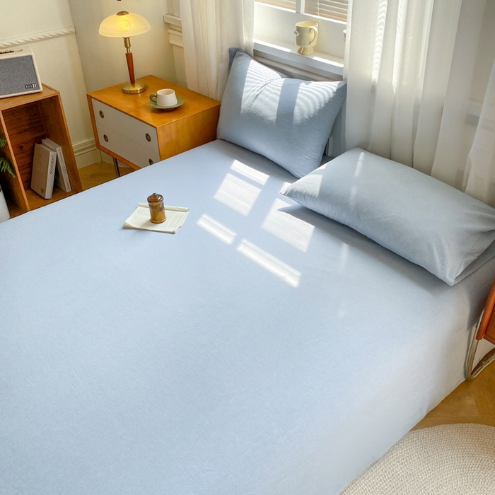 91家纺网 家纺一手货源 找家纺 恋人优选 2026新款全棉纯棉色织床单单床单床单单件 浅蓝