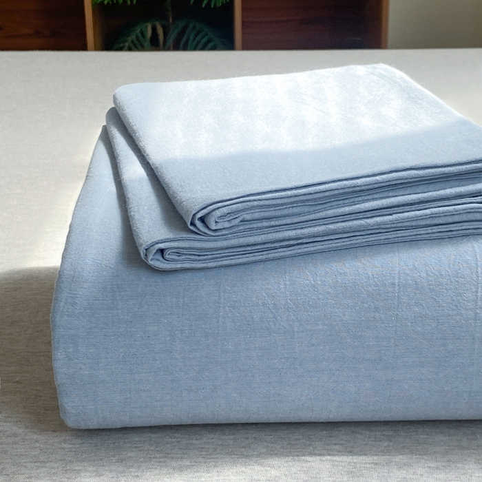 91家纺网 家纺一手货源 找家纺 恋人优选 2026新款全棉纯棉色织床单单床单床单单件 浅蓝