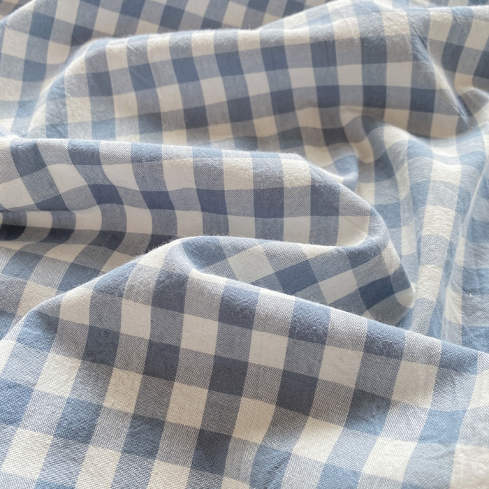 91家纺网 家纺一手货源 找家纺 恋人优选 2026新款全棉纯棉色织床单单床单床单单件 浅蓝小格