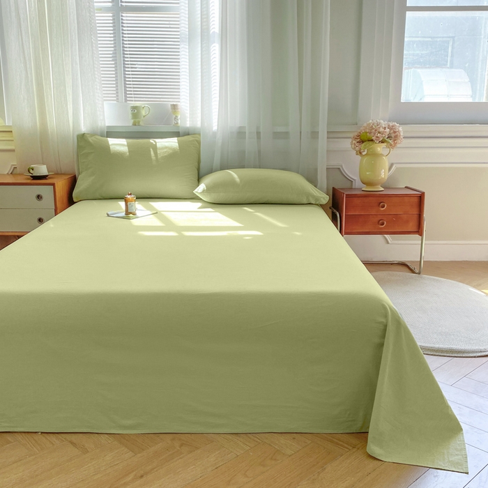 91家纺网 家纺一手货源 找家纺 恋人优选 2026新款全棉纯棉色织床单单床单床单单件 青辰绿