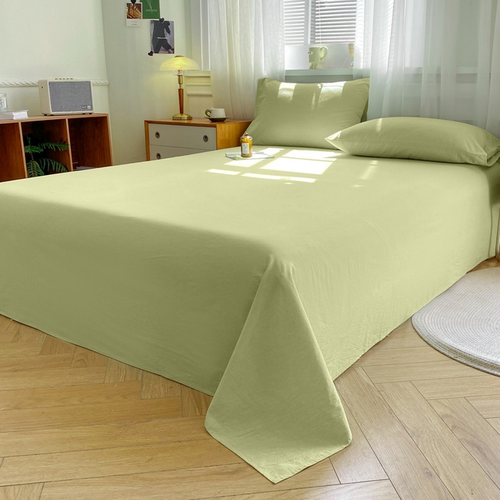 91家纺网 家纺一手货源 找家纺 恋人优选 2026新款全棉纯棉色织床单单床单床单单件 青辰绿