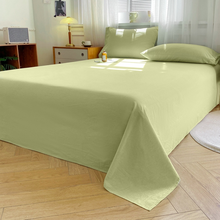 91家纺网 家纺一手货源 找家纺 恋人优选 2026新款全棉纯棉色织床单单床单床单单件 青辰绿