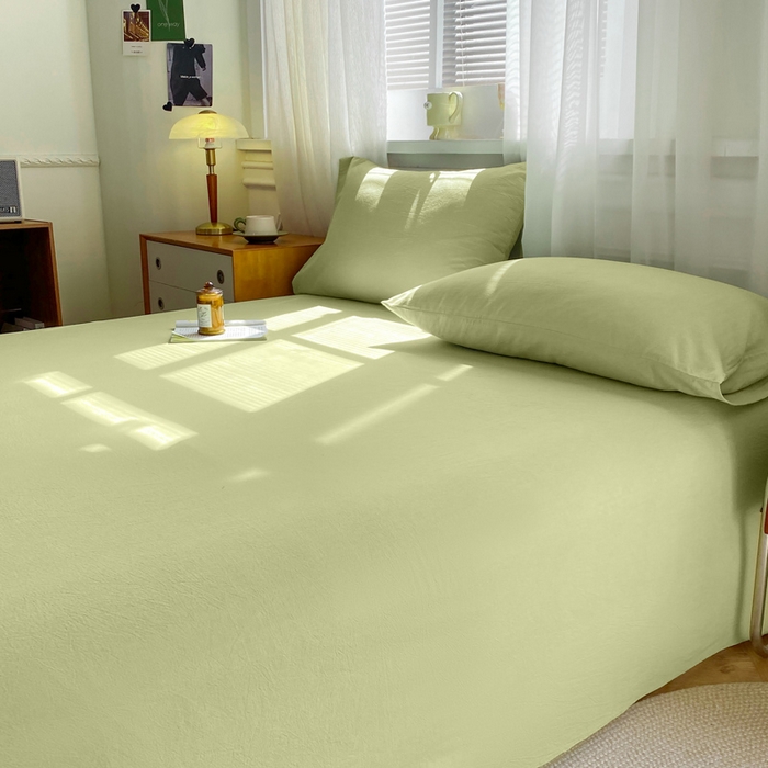 91家纺网 家纺一手货源 找家纺 恋人优选 2026新款全棉纯棉色织床单单床单床单单件 青辰绿