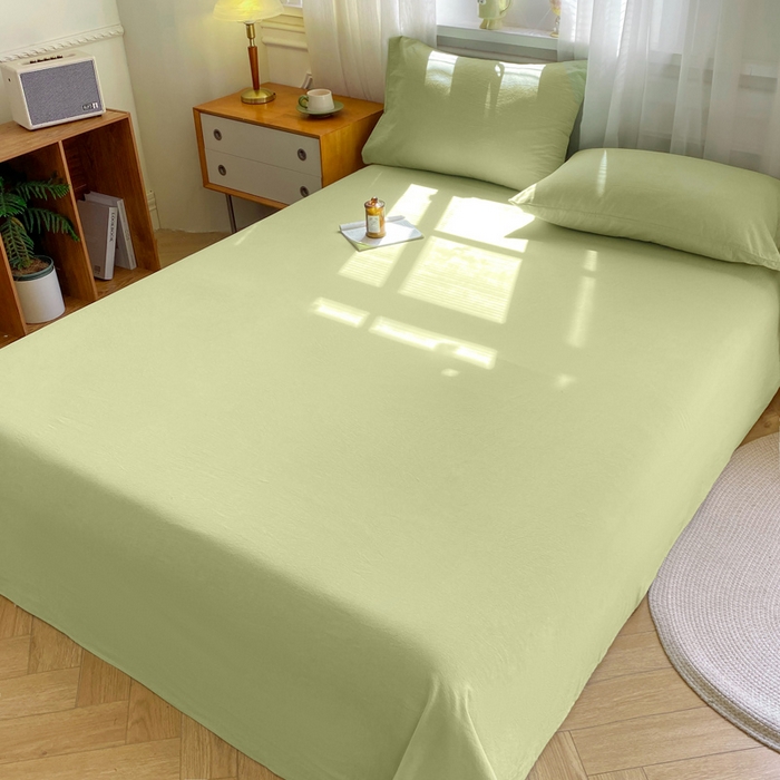 91家纺网 家纺一手货源 找家纺 恋人优选 2026新款全棉纯棉色织床单单床单床单单件 青辰绿