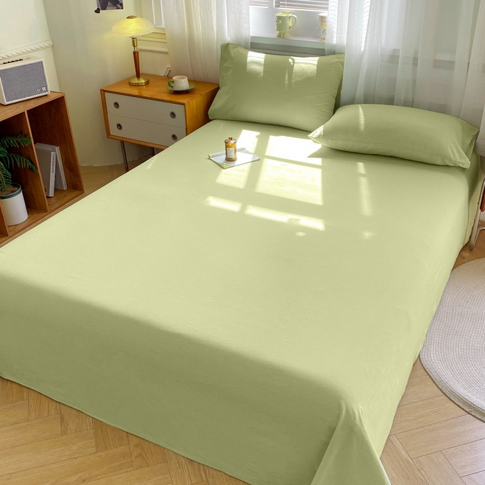 91家纺网 家纺一手货源 找家纺 恋人优选 2026新款全棉纯棉色织床单单床单床单单件 青辰绿