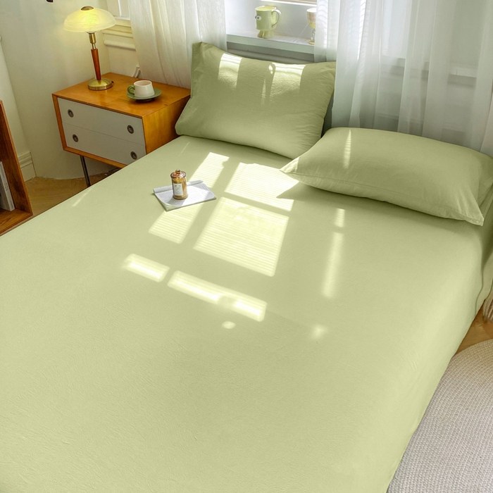 91家纺网 家纺一手货源 找家纺 恋人优选 2026新款全棉纯棉色织床单单床单床单单件 青辰绿