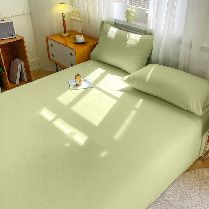 91家纺网 家纺一手货源 找家纺 恋人优选 2026新款全棉纯棉色织床单单床单床单单件 青辰绿