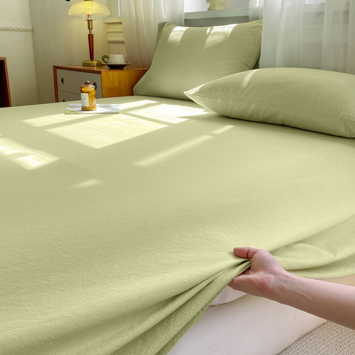 91家纺网 家纺一手货源 找家纺 恋人优选 2026新款全棉纯棉色织床单单床单床单单件 青辰绿