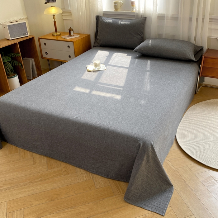 91家纺网 家纺一手货源 找家纺 恋人优选 2026新款全棉纯棉色织床单单床单床单单件 深灰