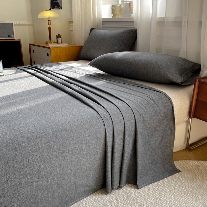 91家纺网 家纺一手货源 找家纺 恋人优选 2026新款全棉纯棉色织床单单床单床单单件 深灰