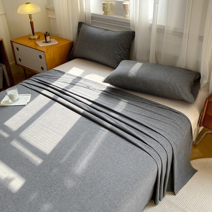 91家纺网 家纺一手货源 找家纺 恋人优选 2026新款全棉纯棉色织床单单床单床单单件 深灰